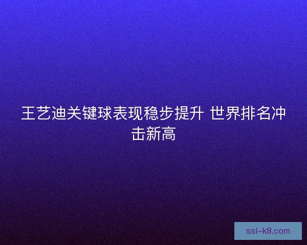 王艺迪关键球表现稳步提升 世界排名冲击新高
